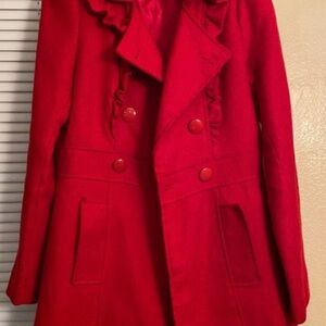 Forever 21 Vibrant Red Pea Coat
